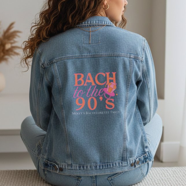 Bach to the 90s – Retro Bachelorette Party Design Denim Jacket (90s Retro Bachelorette Denim Jacket)