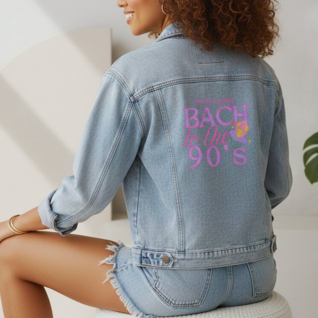 Bach to the 90s – Retro Bachelorette Party Design Denim Jacket (90s Retro Bachelorette Denim Jacket)