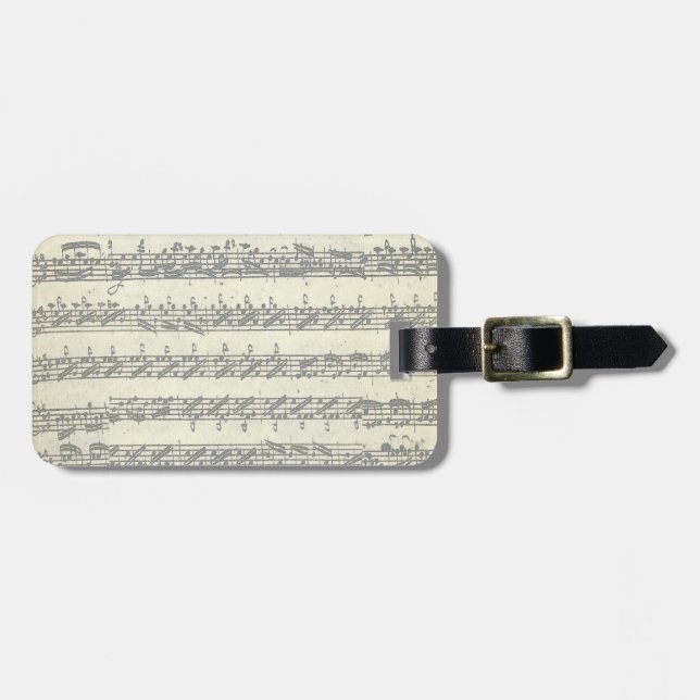 Bach Violin Partita Music Manuscript Customisable Luggage Tag (Front Horizontal)