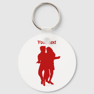 Bachata Latin Dancers Silhouette Custom Key Ring