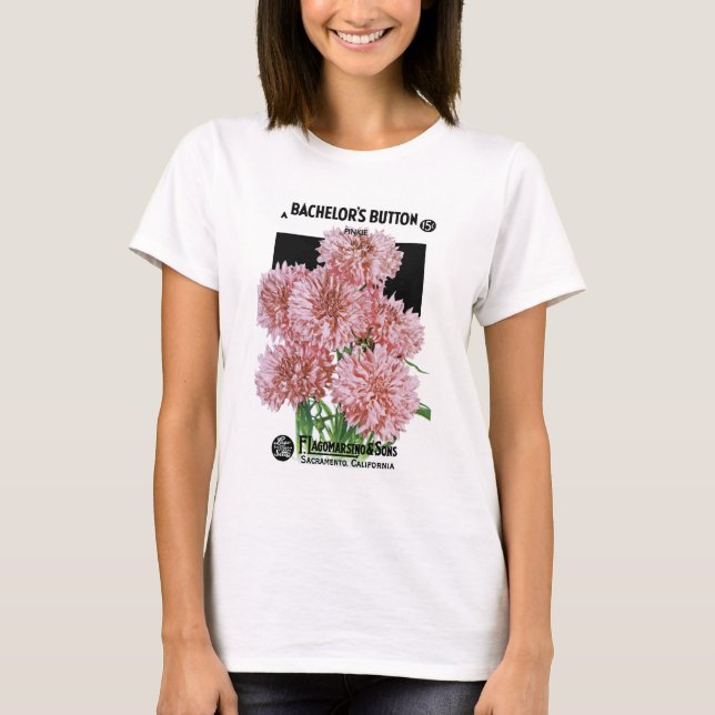 Bachelor Buttons Seed Packet Label T-Shirt (Front)