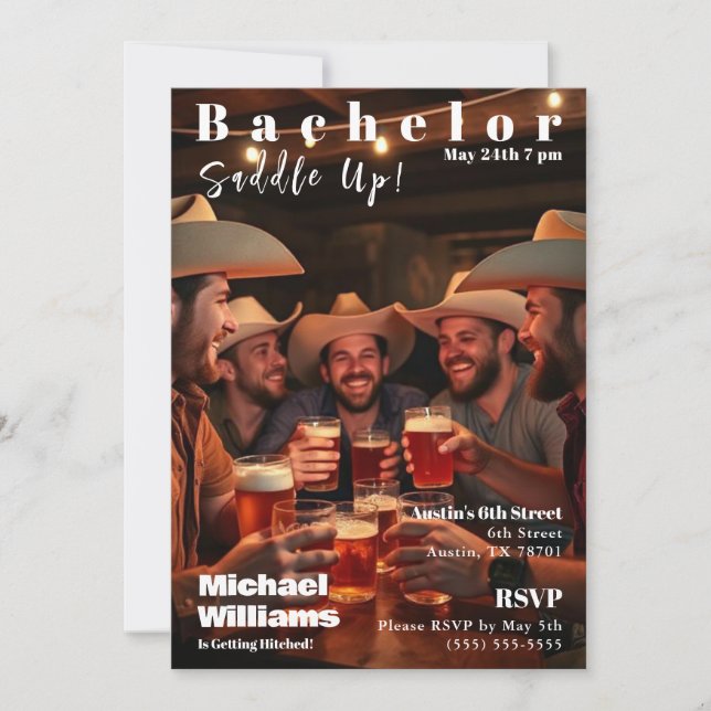 Bachelor Country Magazine Cover Invitation (Front)