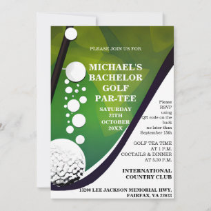 Bachelor Golf Par-Tee Golf Bachelor Party Invitation