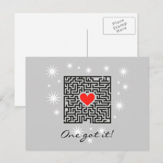 Bachelor heart found labyrinth path  postcard