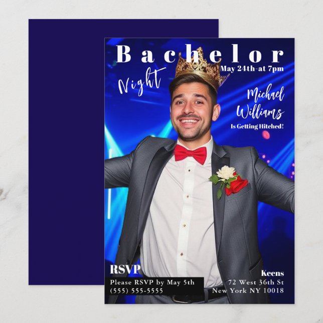 Bachelor Night Magazine Cover Invitation (Front/Back)
