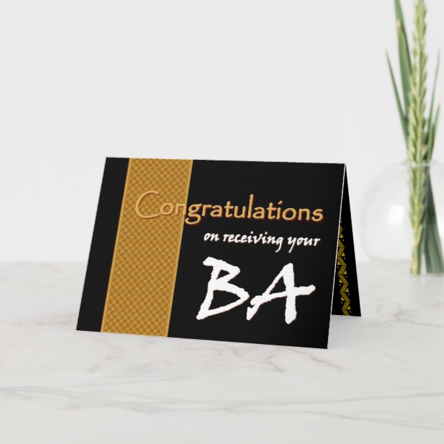 Bachelor of Arts BA Congratulations Custom Name Card (Front)