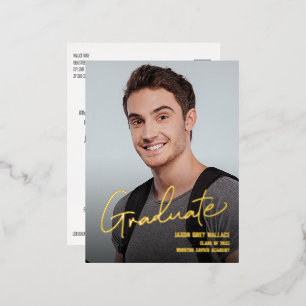 Bachelor of Arts University Male Graduate Photo Foil Holiday Postcard
