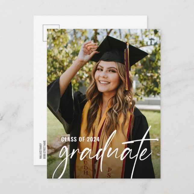 Bachelor of Science Custom Graduate Photo Announcement Postcard (Front/Back)