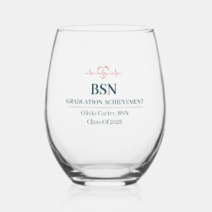 Bachelor of Science in Nursing Custom Name Year Stemless Wine Glass