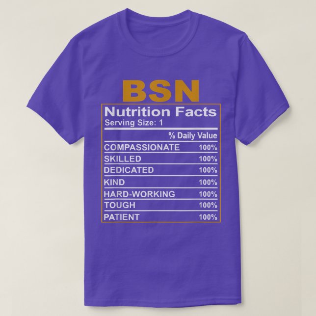 Bachelor Of Science In Nursing Nurse Nutrition fac T-Shirt (Design Front)