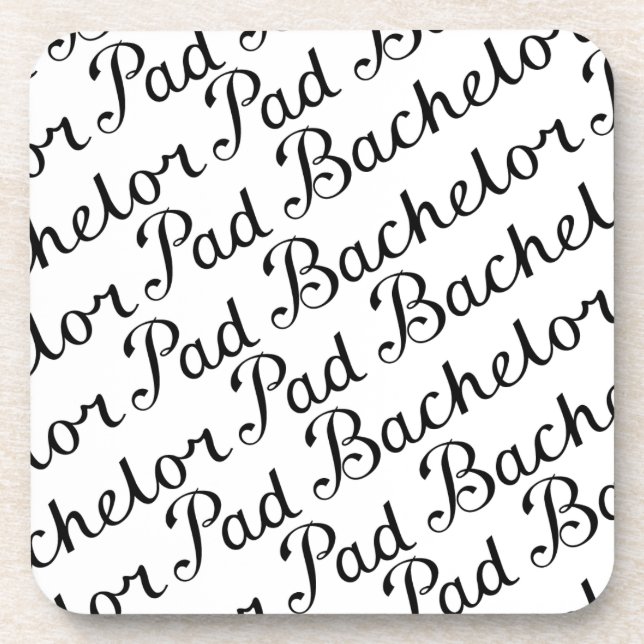 Bachelor Pad Diagonal Script Pattern B&WII Coaster (Front)