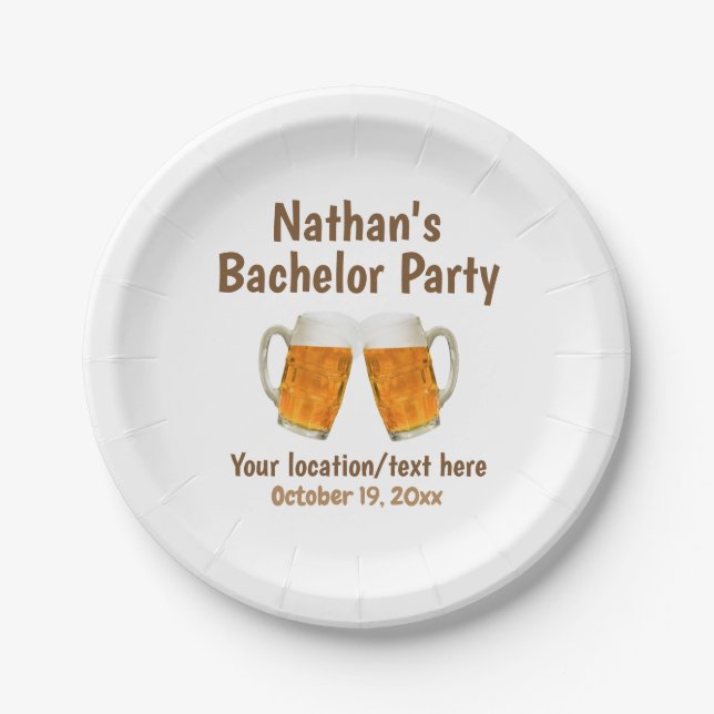 Bachelor Party Beer Cheers Wedding Paper Plate (Front)