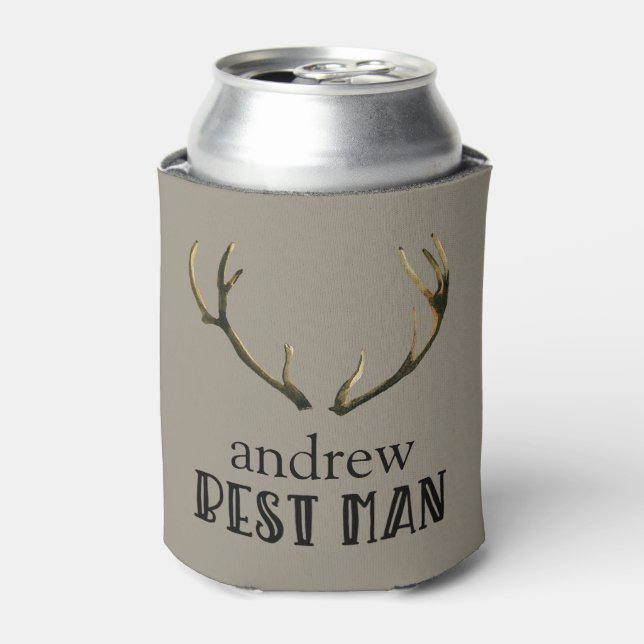 Bachelor Party Best Man Antlers Coozie Beer Can (Can Front)