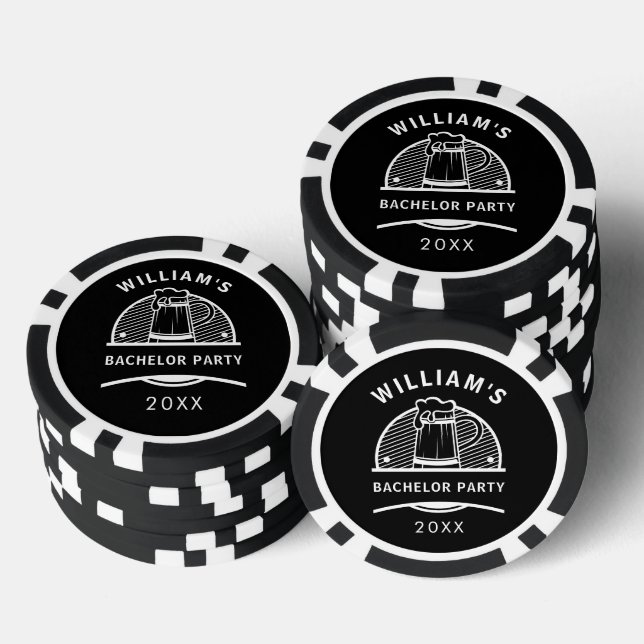 Bachelor Party Black and White Beer Poker Chips (Stack)