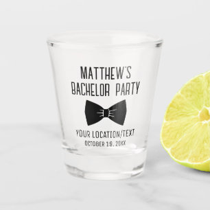 Bachelor Party Black Bow Tie Wedding Favour Shot Glass