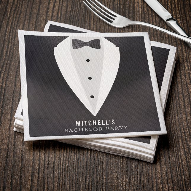 Bachelor Party Black Suit & Bowtie Napkin (Bachelor Party Black Suit & Bowtie Napkins
)