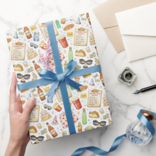 Bachelor Party Checklist – Funny Watercolor Design Wrapping Paper