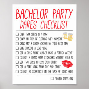Bachelor Party Checklist Funny Wedding Groom  Poster