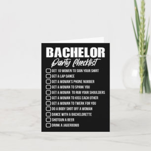 Bachelor Party Checklist Groom Groomsmen Stag Part Card