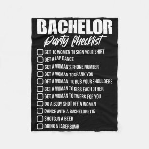 Bachelor Party Checklist Groom Groomsmen Stag Part Fleece Blanket