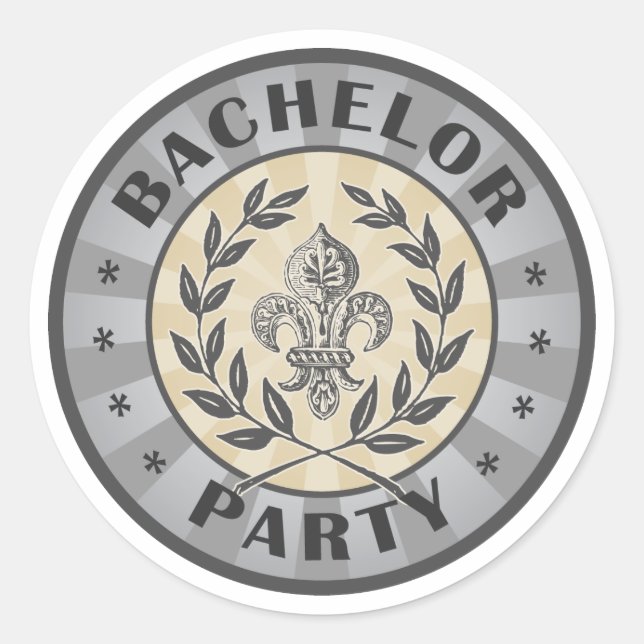 Bachelor Party Crest Design Classic Round Sticker (Front)