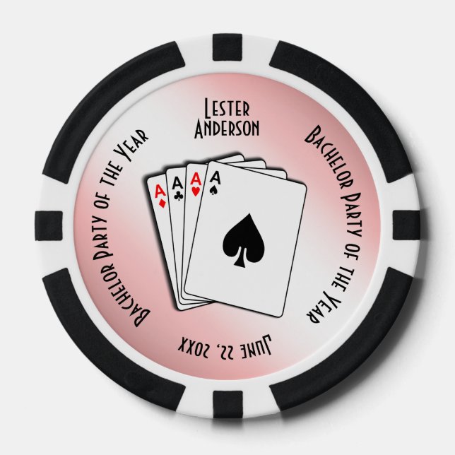 Bachelor Party Custom Memento Blush Touch  Poker Chips (Front)