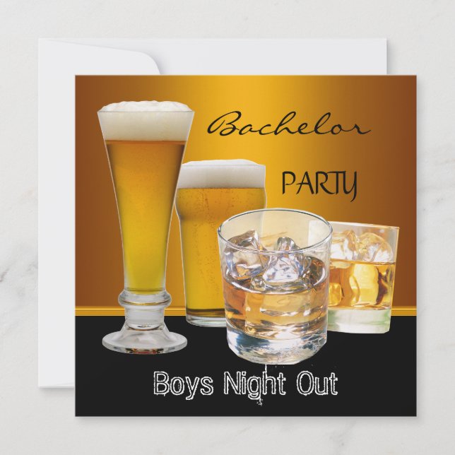 Bachelor Party Drinks Beer Boys Night Out, Invitation (Front)
