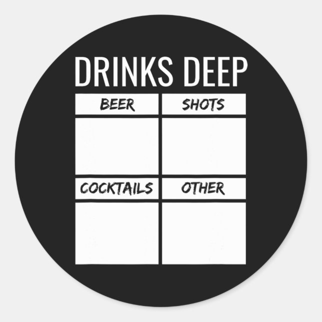 Bachelor Party Drinks Deep Drinking Tally Chart Be Classic Round Sticker (Front)