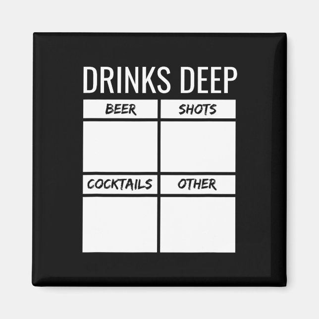 Bachelor Party Drinks Deep Drinking Tally Chart Be Magnet (Front)