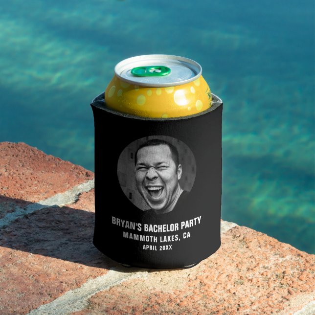 Bachelor Party Favour Custom Groom Face Photo  Can Cooler (In Situ Pool)