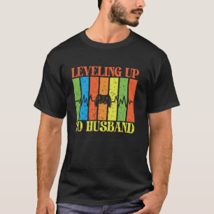 Bachelor Party Gamer Mens Levelling Up to Husband T-Shirt
