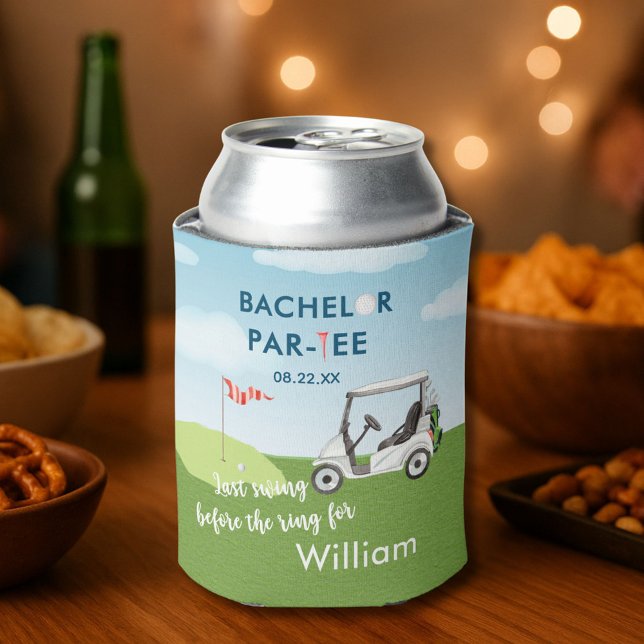 Bachelor Party Golfer Name Date Last Swing  Can Cooler (Creator Uploaded)