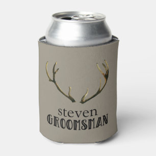 Bachelor Party Groomsman Antlers Coozie Beer Can
