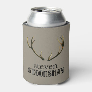 Bachelor Party Groomsman Antlers Coozie Beer Can