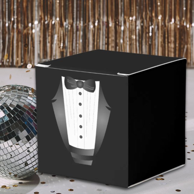 Bachelor Party Groomsman Team Groom black tuxedo Favour Box (Bachelor Party Groomsman Team Groom black tuxedo Favor Boxes)