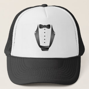Bachelor Party Groomsman Team Groom black tuxedo Trucker Hat