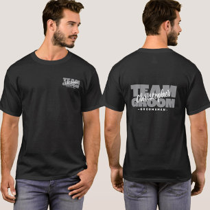 Bachelor Party Groomsman's Name Team Groom Grey T-Shirt