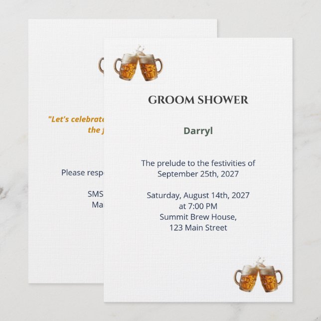 Bachelor Party Invitation - Craft Beer Theme (Front/Back)