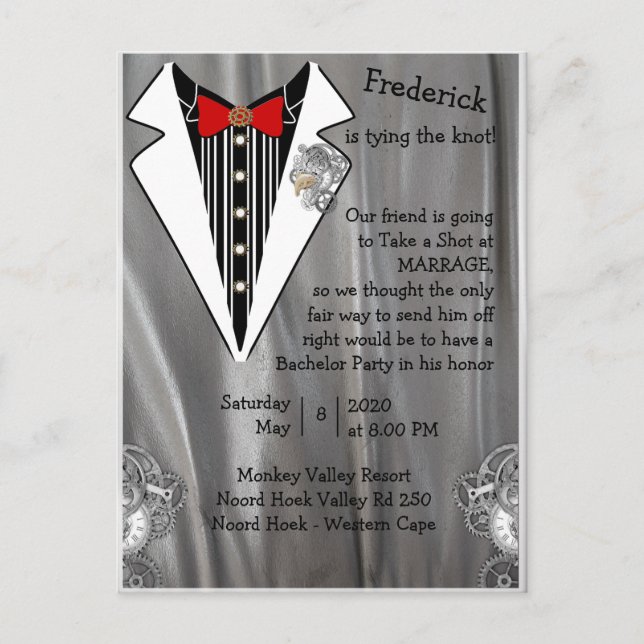 Bachelor Party Invitation Postcard (Front)