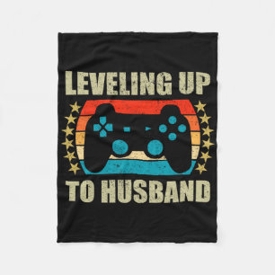 Bachelor Party Levelling Up To Husband Groom Gamin Fleece Blanket