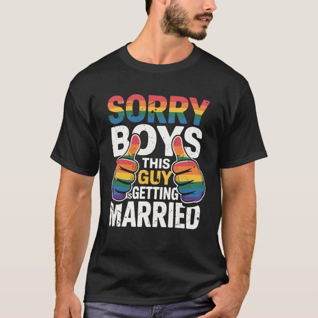 Bachelor Party Lgbt Gay Groom Bride This Guy Getti T-Shirt (Front)