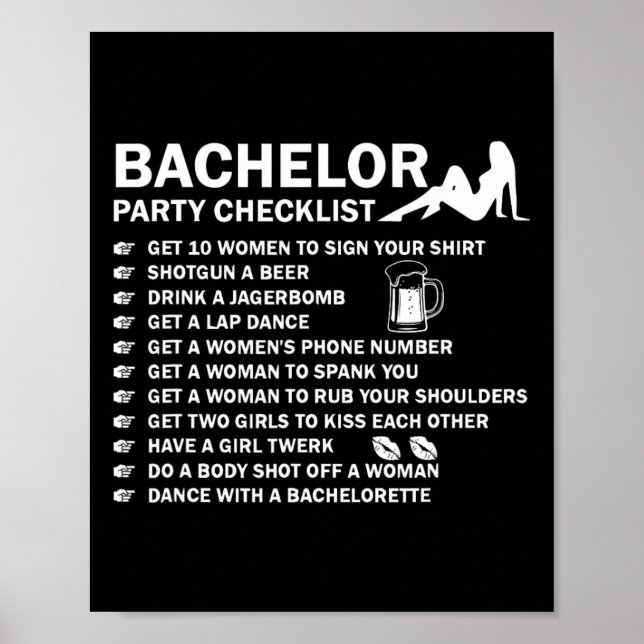 Bachelor Party Men Naughty Checklist Getting Marri Poster (Front)