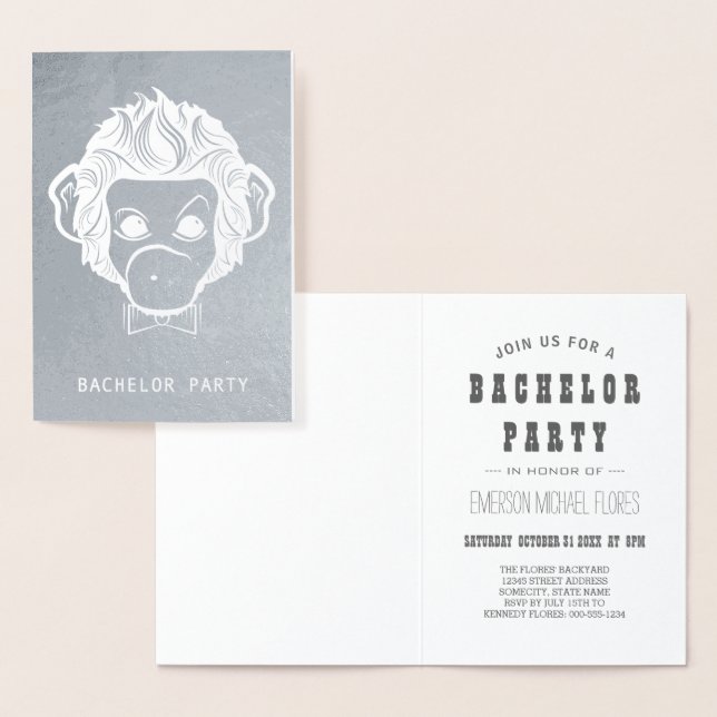 bachelor party mister monkey silver foil card (Display)