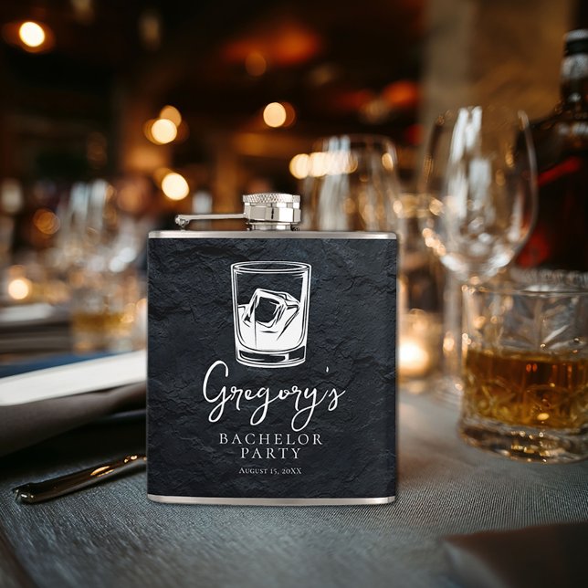 Bachelor party modern stylish hip flask (Creator Uploaded)