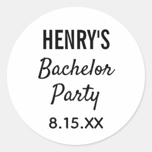 Bachelor Party Modern Typography Wedding Classic Round Sticker