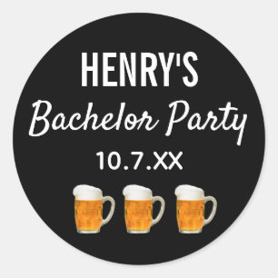 Bachelor Party Modern Wedding Favour Beer Cheers Classic Round Sticker