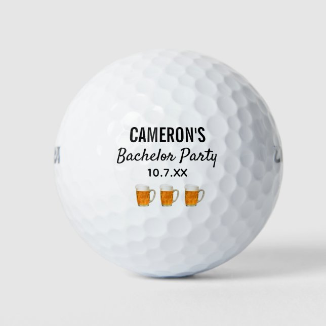 Bachelor Party Modern Wedding Favour Beer Cheers Golf Balls (Front)