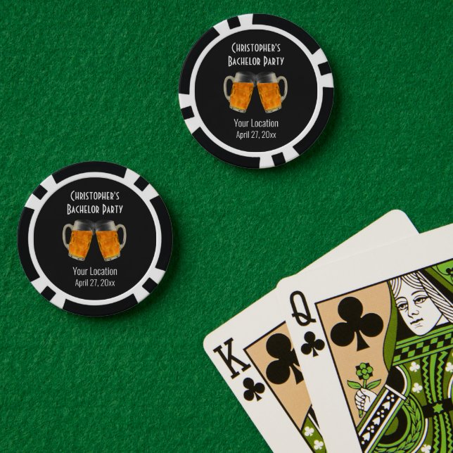 Bachelor Party Modern Wedding Favour Beer Cheers Poker Chips (Poker Table (Double))