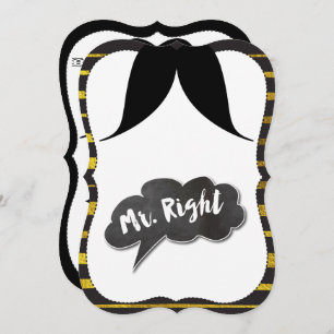 Bachelor Party Mr. Right Moustache Retro Hipster Invitation