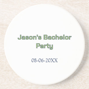 Bachelor party name date simple minimal best man coaster